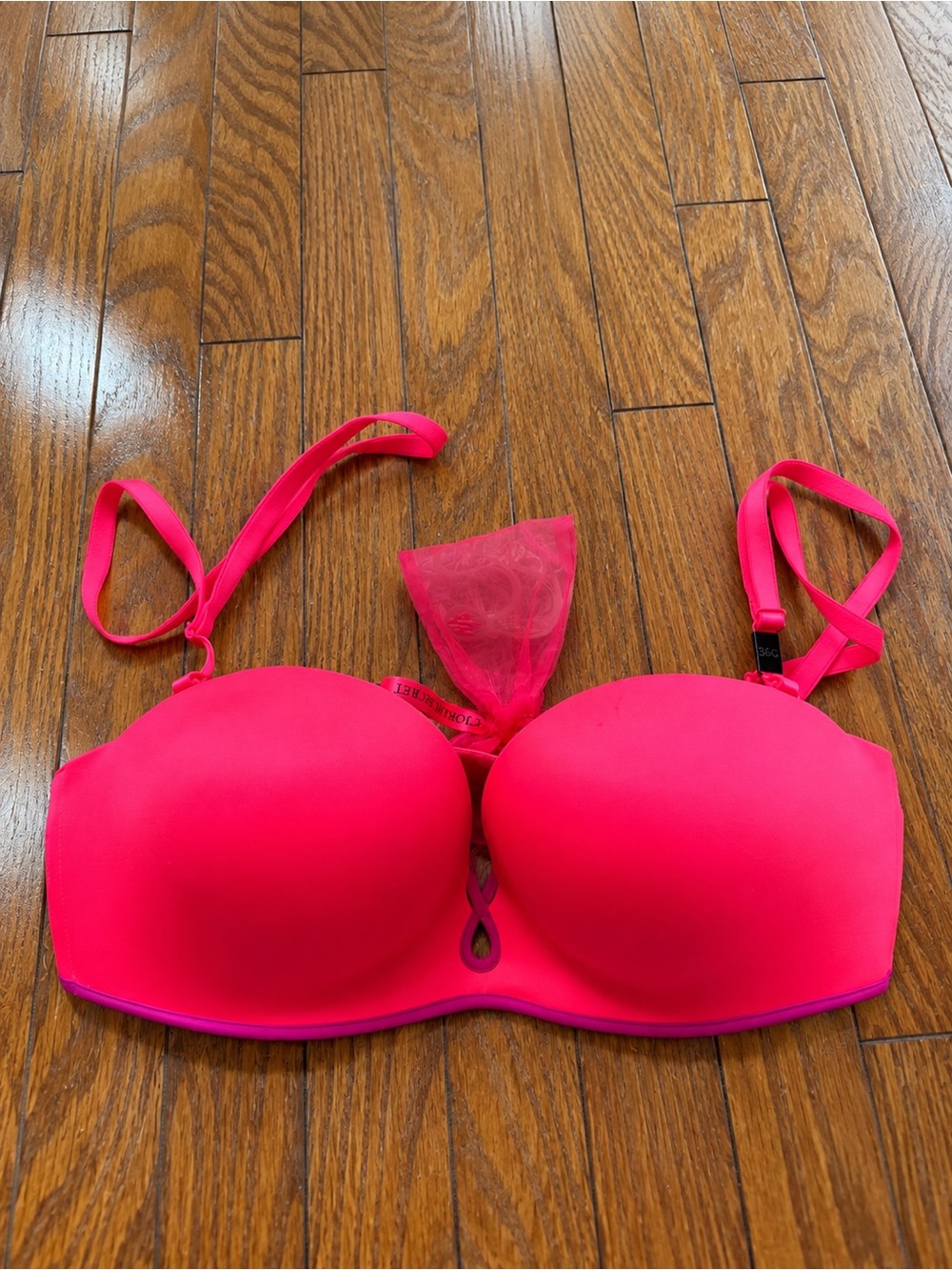 Hot Pink Strapless Push-Up Bra with Detachable Straps